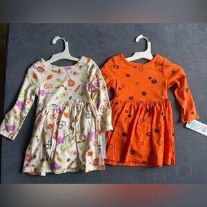 Cat & Jack Halloween Pumpkin Candy Dress Bundle Toddler Girls SZ 18M Long Sleeve